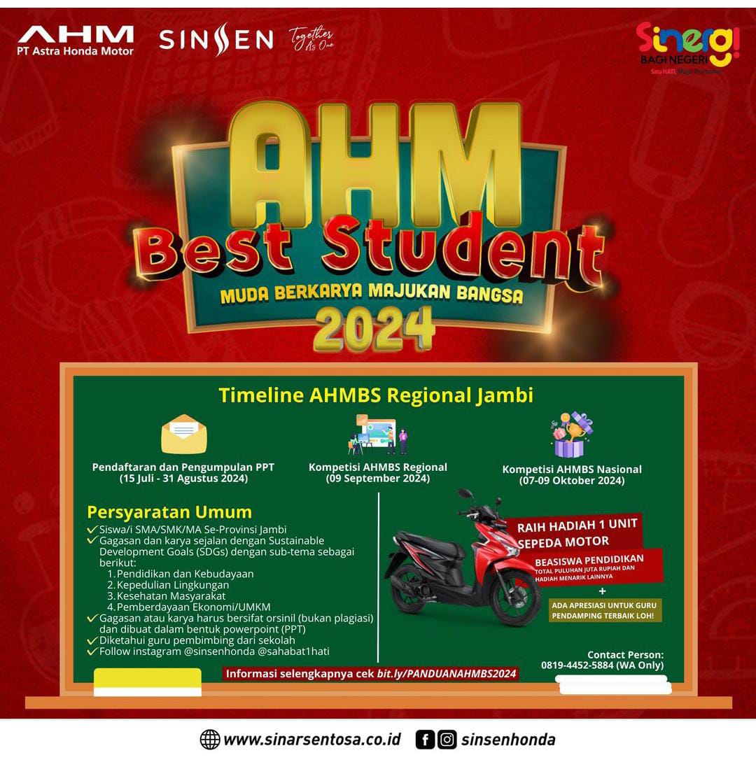 Raih Beasiswa Puluhan Juta Rupiah, Lewat  AHM Best Student