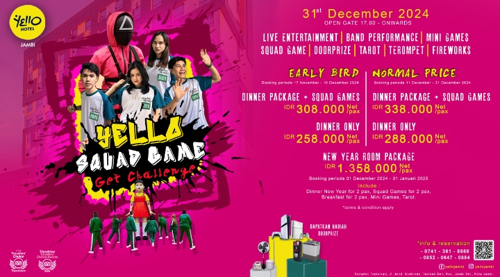 Yello Hotel Jambi Gelar Squid Game di dunia nyata, Squad Game New Years Eve 2025