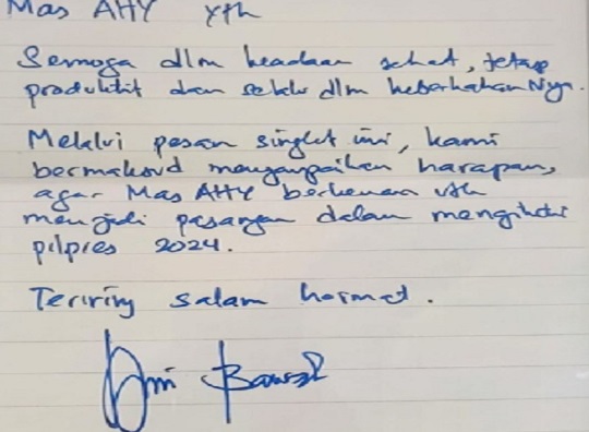 Partai Demokrat Beberkan Surat Permintaan Anies Kepada AHY untuk Menjadi Cawapres