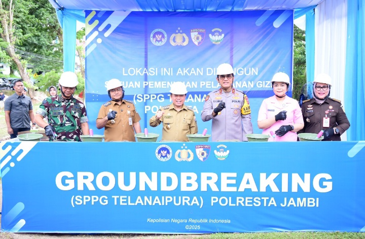 Implementasi Asta Cita, Kapolda Jambi Pimpin Ground Breaking SPPG Telanaipura