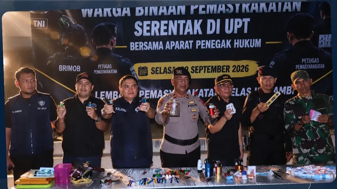 Perkuat Sinergi Aparat Penegak Hukum, Lapas Kelas IIA Jambi Gelar Razia Gabungan dan Tes Urine WBP