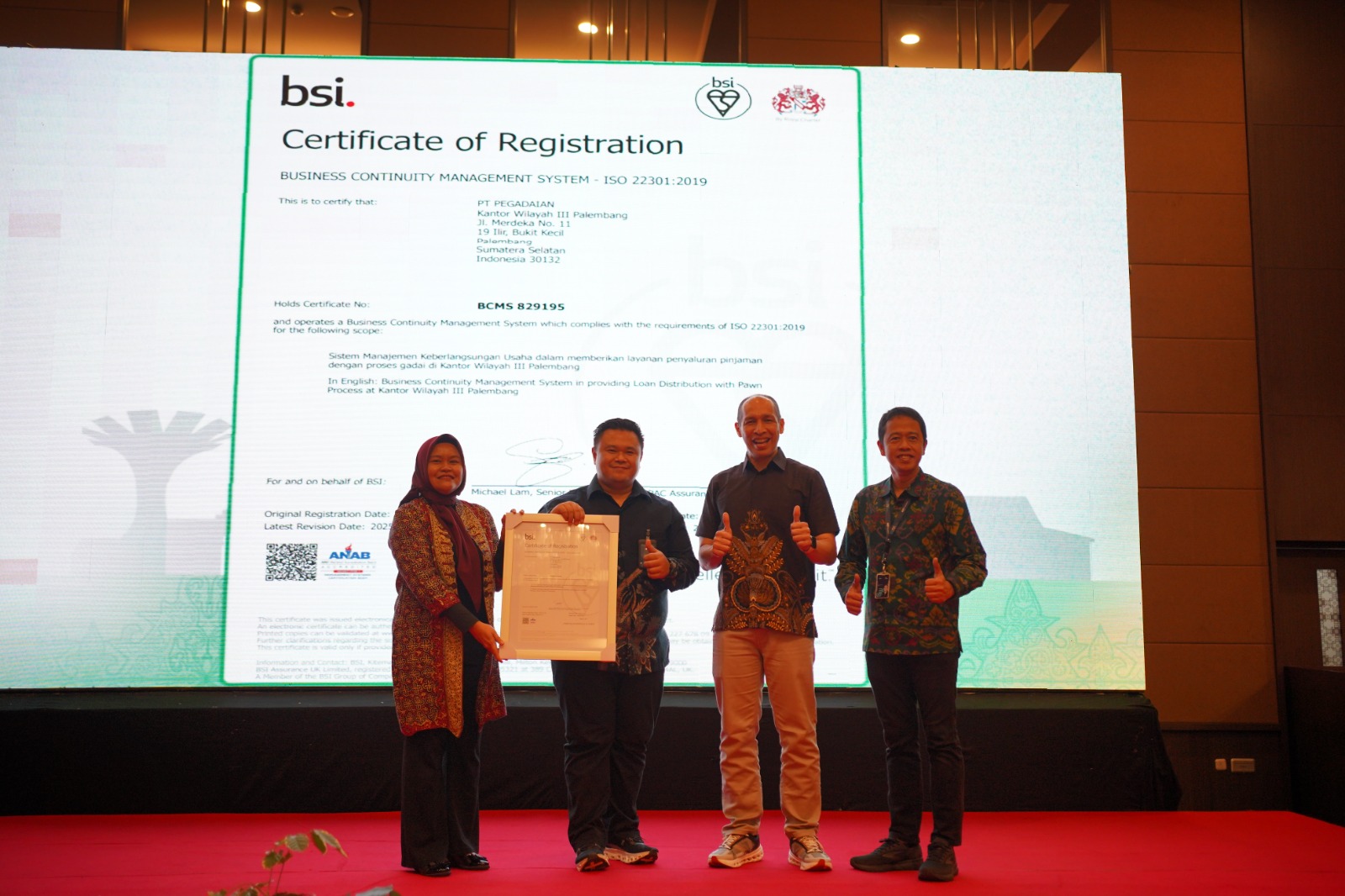 PT Pegadaian Kembali Raih Sertifikasi ISO 22301:2019, Perkuat Ketangguhan dan Keberlangsungan Bisnis