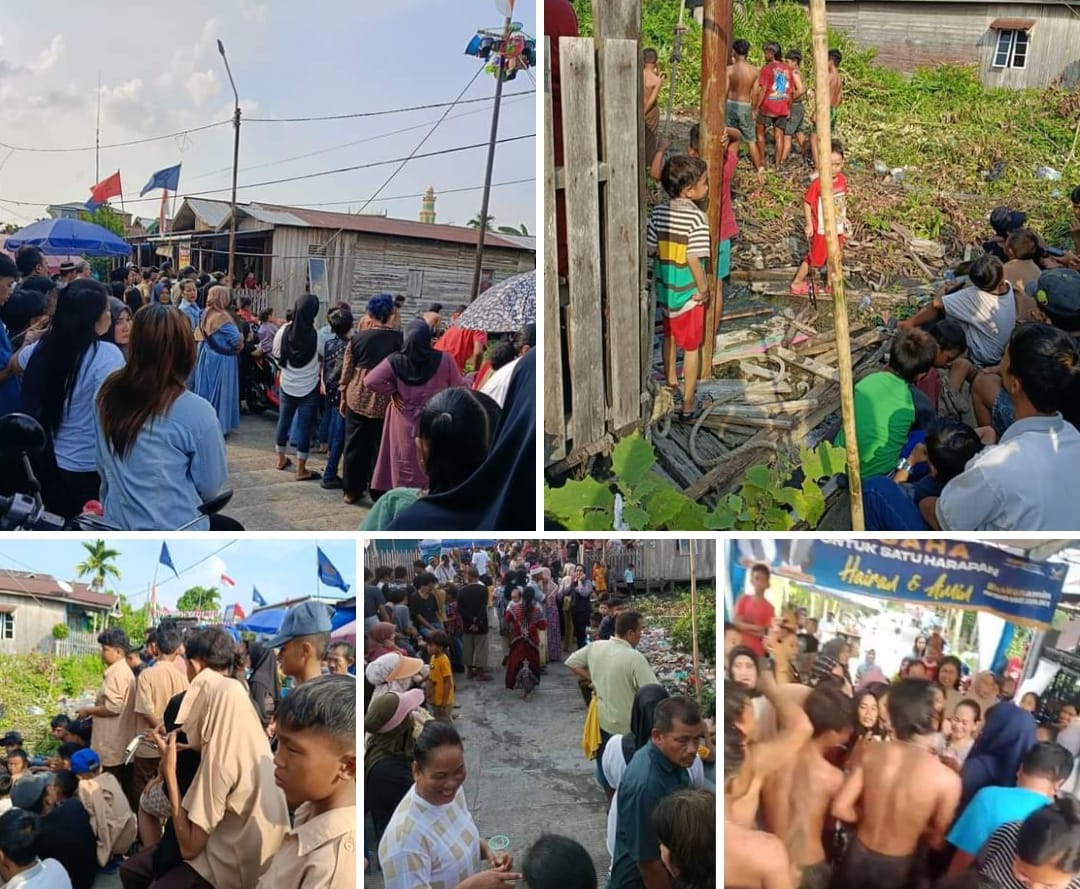 Timses Hairan-Amin Gelar Lomba Panjat Pinang di Kabupaten Tanjab Barat 