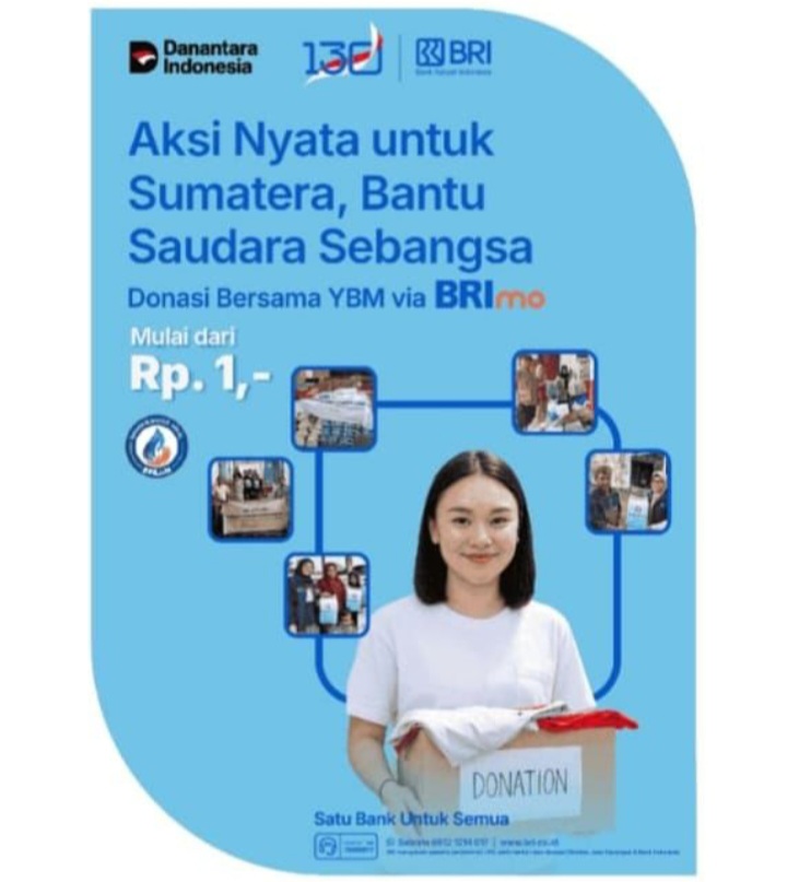 Donasi Untuk Korban Bencana Sumatera Kini Bisa Lewat Aplikasi BRImo