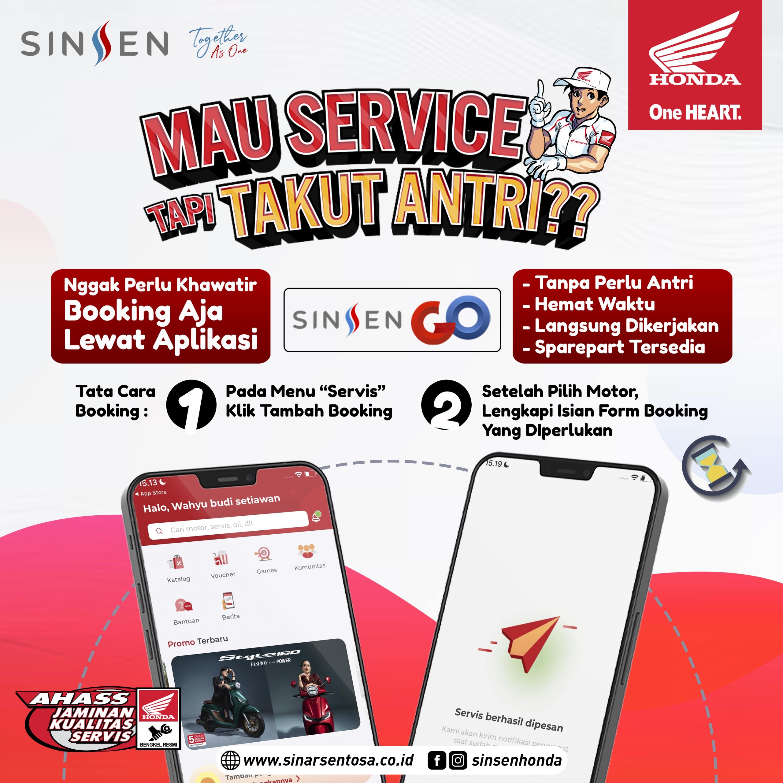 SINSEN GO, Cara Praktis Booking Servis di AHASS Tanpa Antri