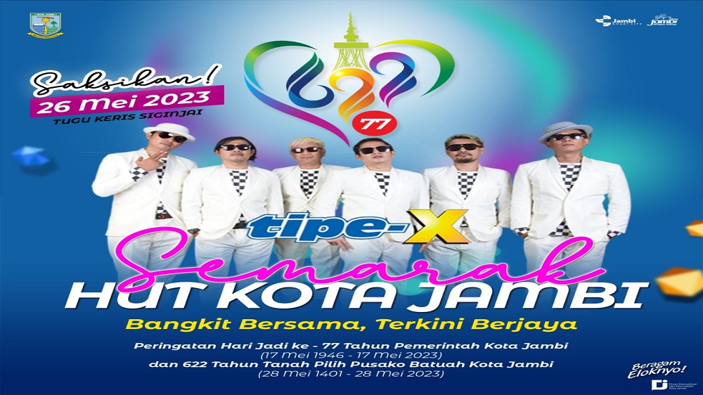 Malam Ini!! Band TIPE X Peringati HUT Kota Jambi ke 77 Tahun