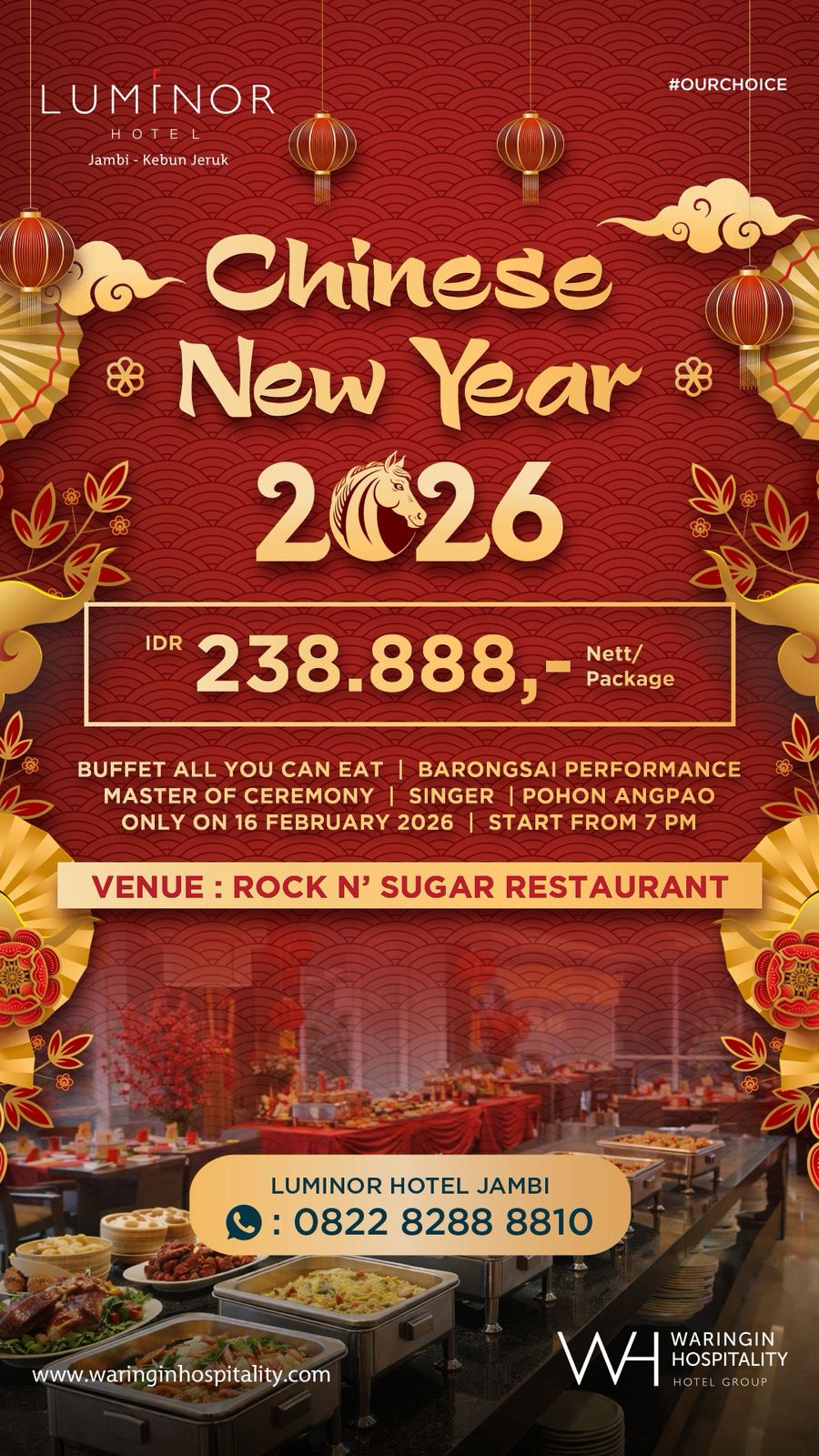 Luminor Hotel Jambi Hadirkan Perayaan Chinese New Year 2026 dengan Buffet Spesial & Barongsai
