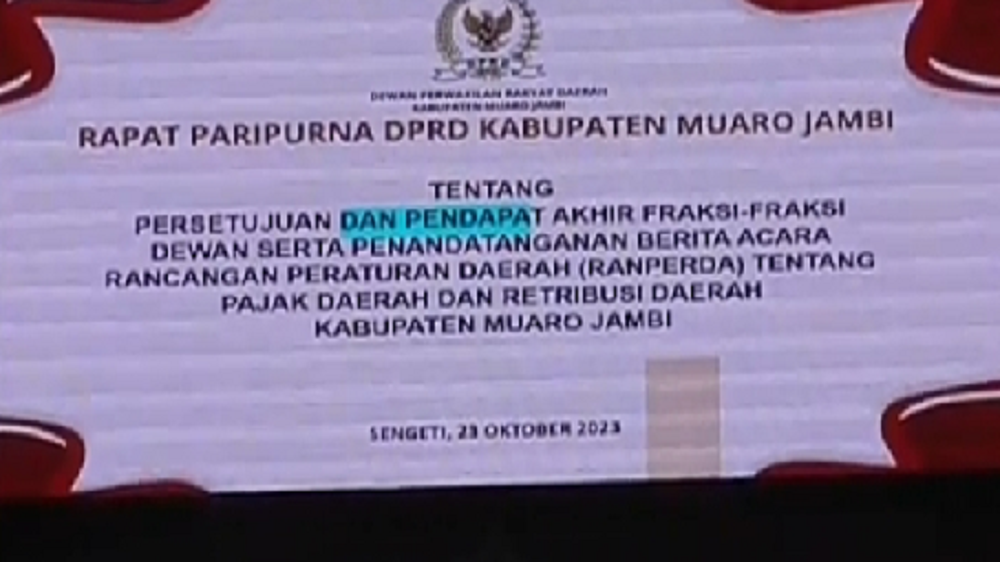 DPRD Muaro Jambi Mengesahkan Ranperda Pajak dan Retribusi Daerah
