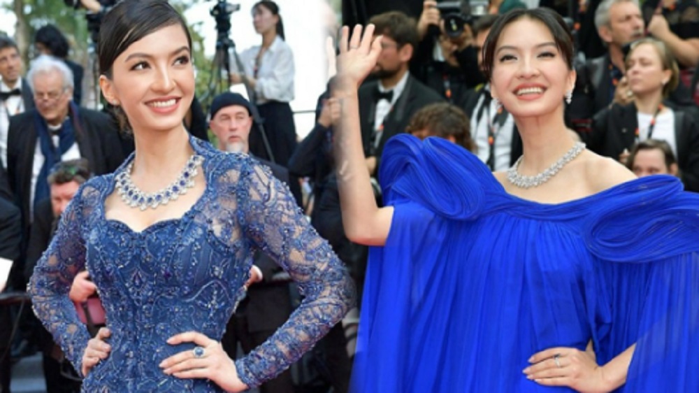 Guna Kebaya Biru, Raline Shah Berjalan Anggun di Red Carpet Cannes Film Festival 2023