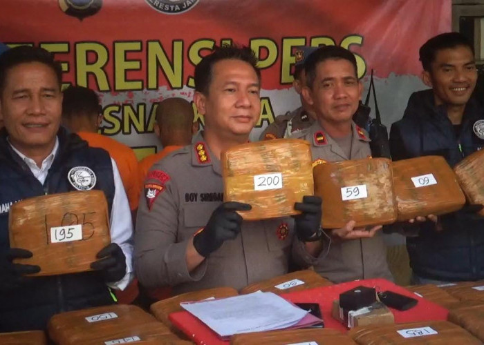 POLRESTA JAMBI GAGALKAN PENYELUNDUPAN 200 KG GANJA DARI MINIBUS