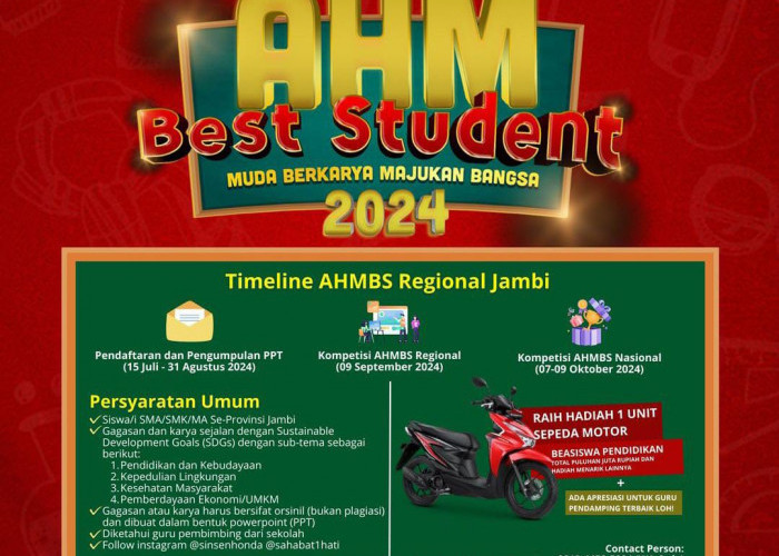 Raih Beasiswa Puluhan Juta Rupiah, Lewat  AHM Best Student