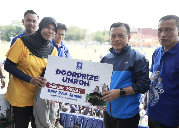 Berhadiah Umrah, Ribuan Masyarakat Tumpah Ruah Ikuti Senam Sehat DPW PAN Jambi