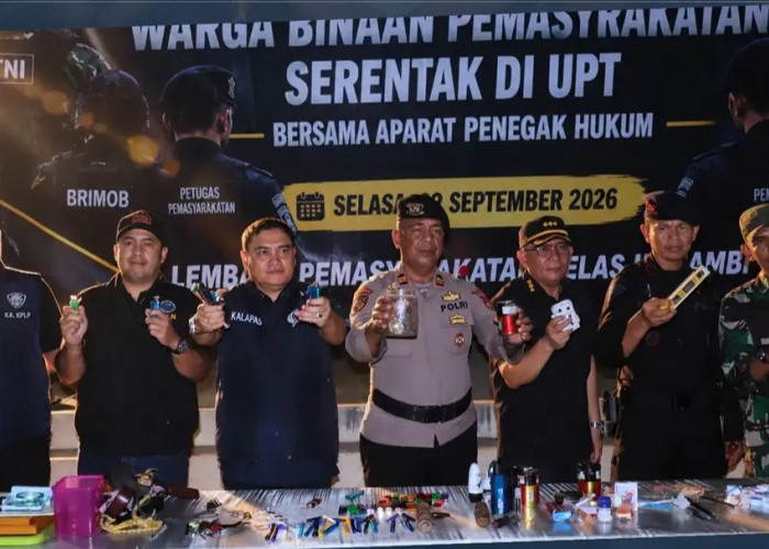 Perkuat Sinergi Aparat Penegak Hukum, Lapas Kelas IIA Jambi Gelar Razia Gabungan dan Tes Urine WBP