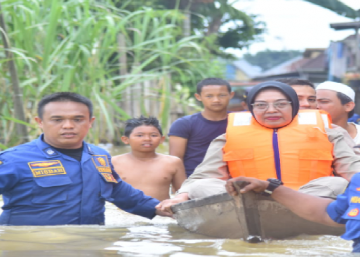 Tinjau Lokasi Banjir dan Pintu Air, PJ Wali Kota Jambi Sri Purwaningsih : Kiriman Dari Hulu Sungai Batanghari 