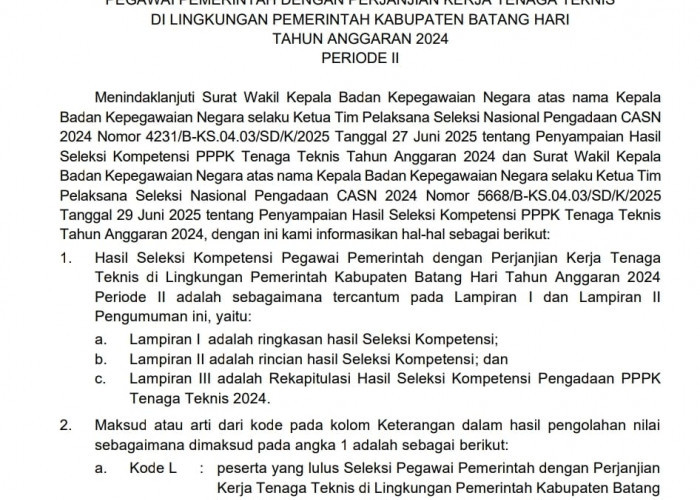 BKPSDMD KELUARKAN HASIL SELEKSI PENERIMAAN PPPK TAHAP DUA