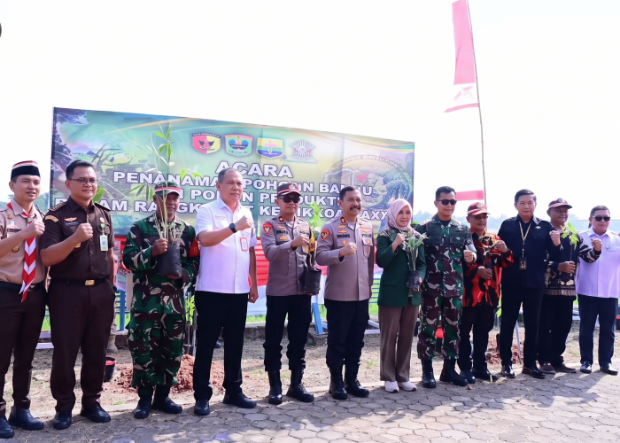 Peringati HUT Ke-1 Kodam XX/TIB, Polda Jambi Gelar Penanaman Rumpun Bambu dan Pohon Produktif