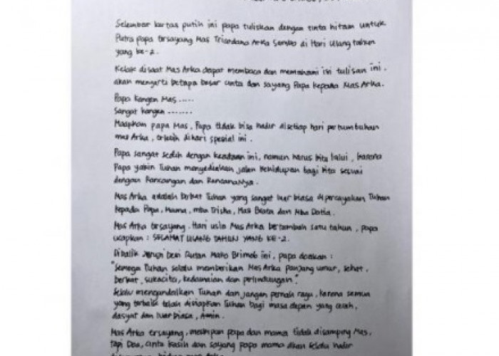 Surat Ferdy Sambo dari dalam Rutan Mako Brimob : Papa Kangen Mas