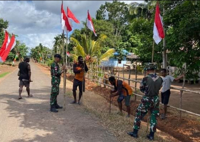 Penghargaan Bagi Pahlawan Kemerdekaan, Satgas Pamtas Yonif 726/Tml Ajak Warga Kibarkan Bendera Merah Putih