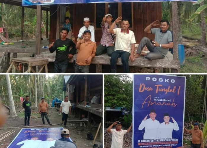 Dukungan Paslon Hairan-Amin Semakin Menguat, Warga Desa Tungkal I Dirikan Posko Pemenangan 