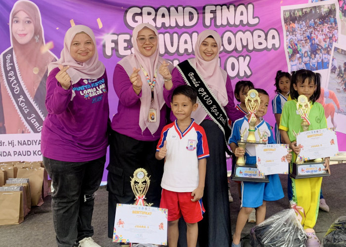 Lestarikan Permainan Tradisional, Ratusan Anak PAUD Adu Ketangkasan di Kampoeng Radja Jambi