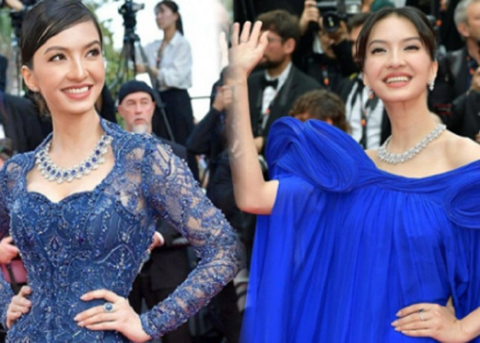 Guna Kebaya Biru, Raline Shah Berjalan Anggun di Red Carpet Cannes Film Festival 2023