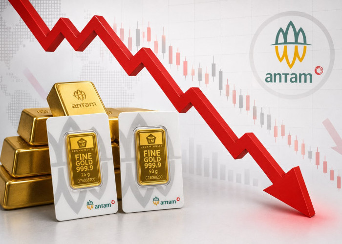 Awal bulan Agustus ini harga emas Antam turun Rp20.000 ke Rp2,603 juta/gr