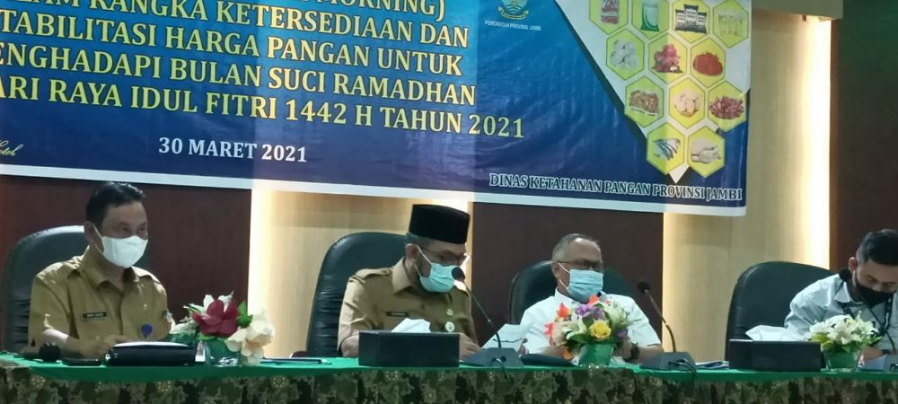Dinas Ketahanan Pangan Provinsi Jambi Gelar Rapat HBKN Ketersediaan dan Stabilitas Harga Pangan Menjelang Ramadhan 2021