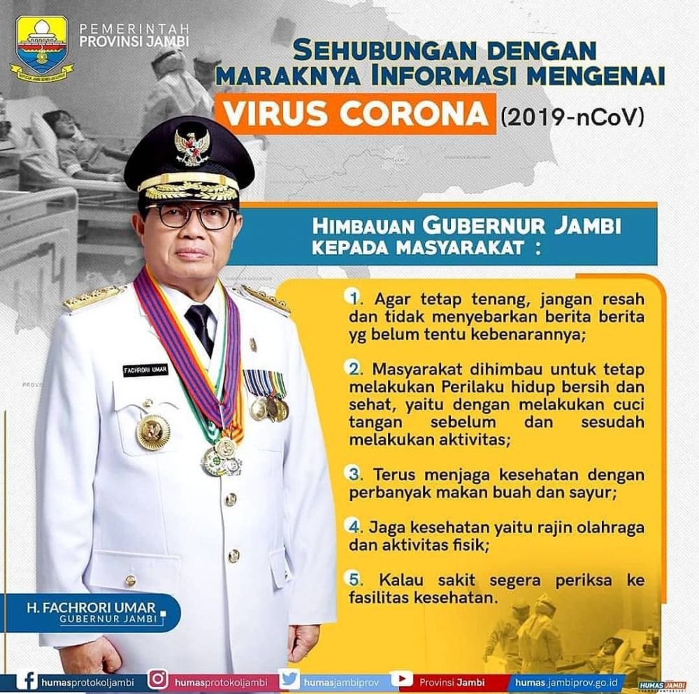 Pemprov Jambi himbau Masyarakat Tidak Panik menanggapi Virus Corona