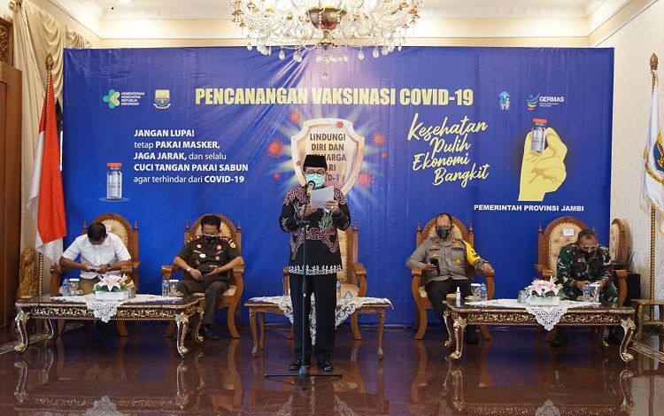 Pencanangan Vaksinisasi Covid-19 Tingkat Provinsi Jambi Sukses Digelar 