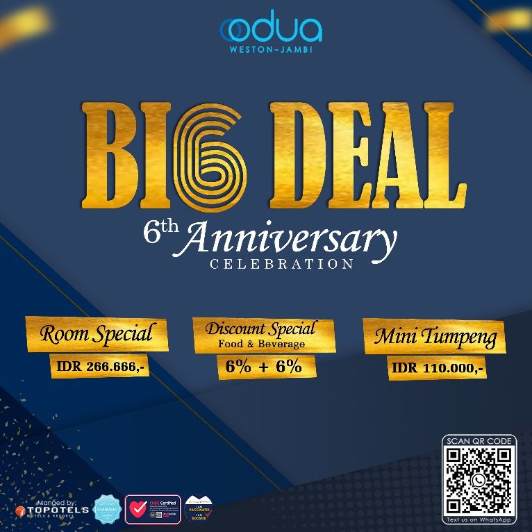 “BI6 DEAL” spesial ulang tahun Hotel Odua Weston Jambi