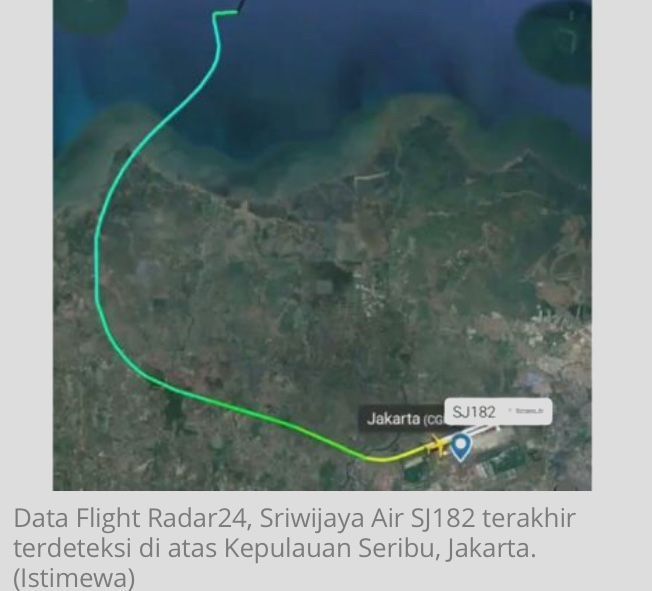 Begini Detik-detik Jatuhnya Sriwijaya Air 4 Menit Setelah Mengudara