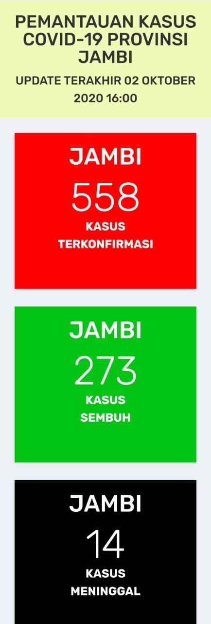 Hari Ini Positif Covid-19 Jambi Tambah 24 Orang, Pasien Meninggal Bertambah 3 Orang