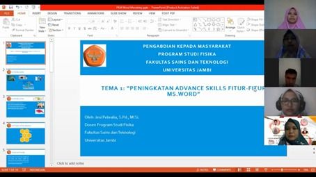 Tim Pengabdian Masyarakat Program Studi Fisika UNJA Memberikan Pelatihan Penggunaan Ms Word Advanced dan Mendeley pada Penulisan Tugas Akhir Secara Online di Te