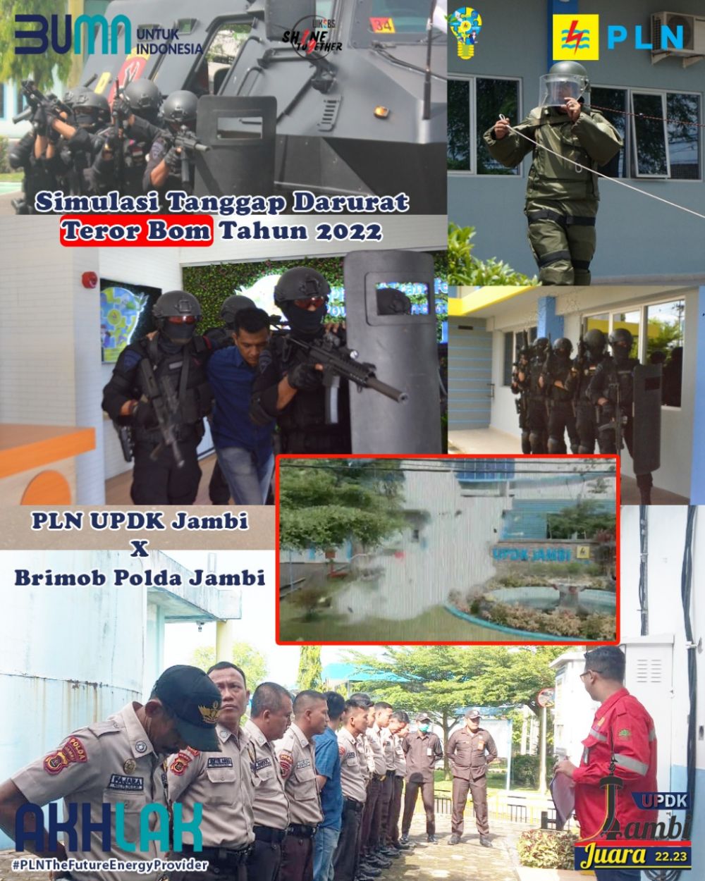 Perkuat Sistem Keamanan, PLN UPDK Jambi dan Brimob Polda Jambi Laksanakan Simulasi Teror Bom