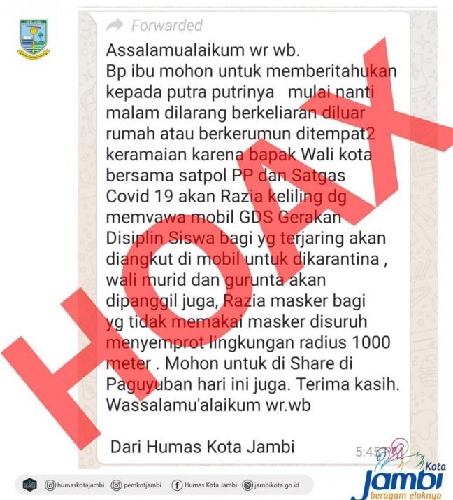 Beredar Pesan Berantai Siswa Dilarang Keliaran Malam Hari, Abu Bakar : Itu Hoax