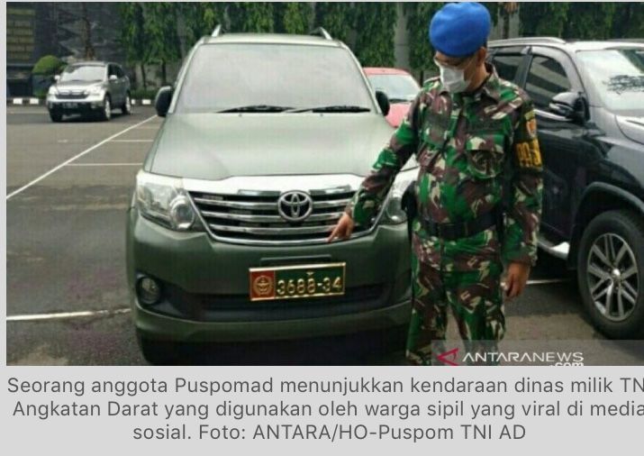 Viral Video Mobil Dinas TNI Dipakai Warga Sipil, Kolonel CPM (Purn) Bagus Heru Dipanggil Puspomad